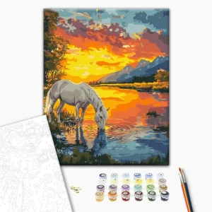 Pictură pe numere 40х50 cm (în cutie)  – un cal în zori Thumbnail 2