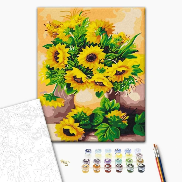 Картина по номерам 30*40 см (без упаковки) - букет подсолнухов 2