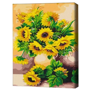 Pictură pe numere 30*40 сm (fără cutie) – buchet de floarea soarelui