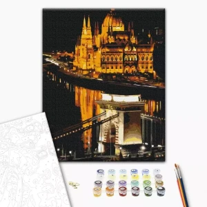 Pictură pe numere 30*40 cm (fără cutie) - budapesta de noapte Thumbnail 2