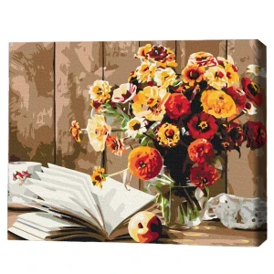 Pictură pe numere 30*40 сm (fără cutie) – natura statică cu carte