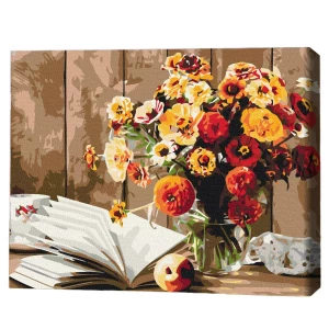 Pictură pe numere 30*40 сm (fără cutie) – natura statică cu carte