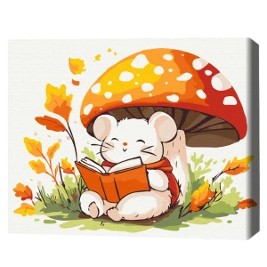 Pictură pe numere 30*40 сm (fără cutie) – șoricel cu carte