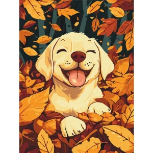 Pictură pe numere 30*40 сm (fără cutie) – joacă în frunze Thumbnail 2