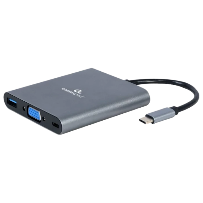 Adaptor video cablexpert a-cm-combo6-01, usb type-c - vga, hdmi, usb type-c, usb type-a, sd card-reader, gri 4
