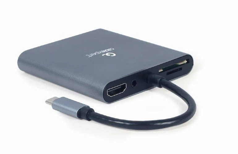 Adaptor video cablexpert a-cm-combo6-01, usb type-c - vga, hdmi, usb type-c, usb type-a, sd card-reader, gri 5