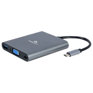 Adaptor video cablexpert a-cm-combo6-01, usb type-c - vga, hdmi, usb type-c, usb type-a, sd card-reader, gri Thumbnail 4