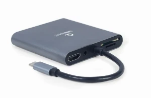 Adaptor video cablexpert a-cm-combo6-01, usb type-c - vga, hdmi, usb type-c, usb type-a, sd card-reader, gri Thumbnail 5