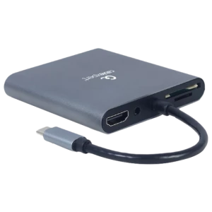 Видеоадаптер Cablexpert A-CM-COMBO6-01, USB Type-C - VGA, HDMI, USB Type-C, USB Type-A, SD card-reader, Серый