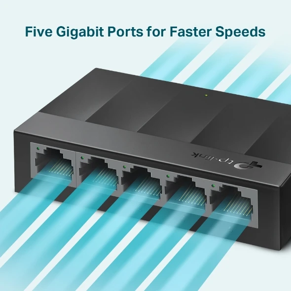 Tp-link ls1005g 5-port gigabit switch, 5 10/100/1000m rj45 ports, plastic case 2