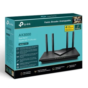 Tp-link archer ax55, ax3000 dual-band wi-fi 6 router, speed: 574 mbps at 2.4 ghz + 2402 mbps at 5 ghz, spec: 4× antennas, 1× gigabit wan port + 4× gig Thumbnail 3