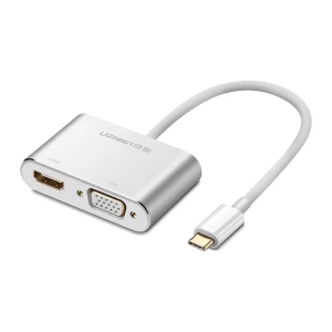Ugreen адаптер usb-c на hdmi 4k@30hz + vga 1080p@60hz (одновременное использование) с pd cm162, серебристый Thumbnail 1