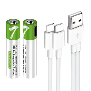 Rechargeable li-ion usb-c batteries aaa 400mah, 2pcs with 2in1 type-c cable Thumbnail 3
