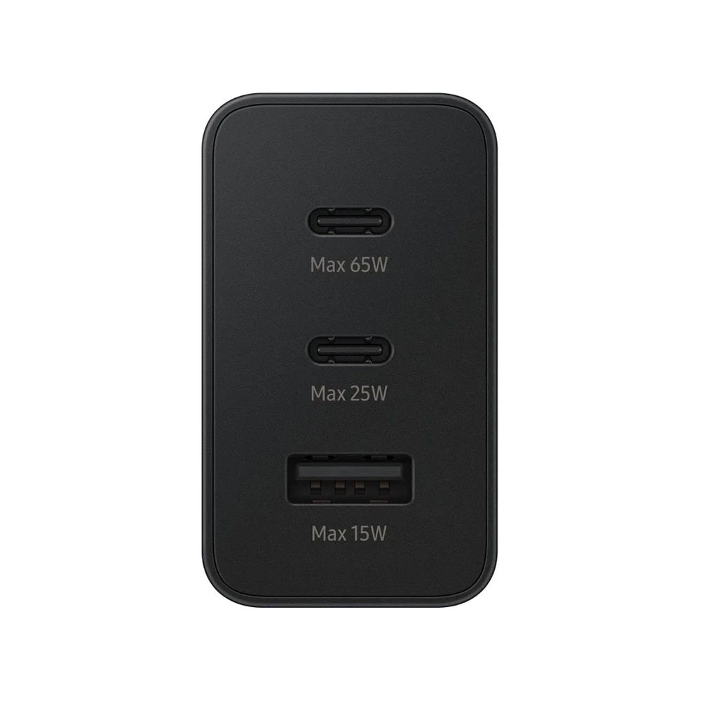 Samsung wall charger 2xtype-c + 1xtype-a super fast charging 65w trio, black 2