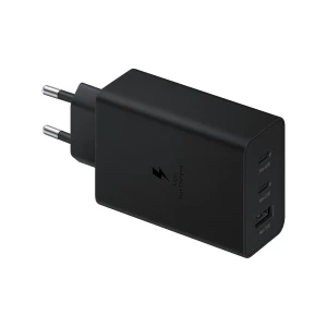 Сетевое зарядное устройство samsung 2xtype-c + 1xtype-a super fast charging 65w trio, черное