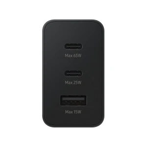Samsung wall charger 2xtype-c + 1xtype-a super fast charging 65w trio, black Thumbnail 2