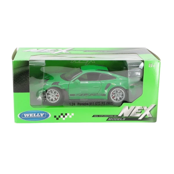 Mașina metalică de colecție porsche 911 gt3 rs (992) 1:24 welly, verde 3