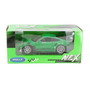 Mașina metalică de colecție porsche 911 gt3 rs (992) 1:24 welly, verde Thumbnail 3