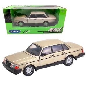Mașina metalică de colecție Volvo 240 GL 1:24 Welly, auriu