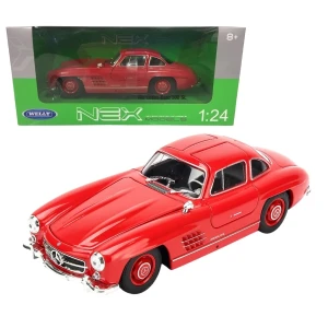 Mașina metalică de colecție mercedes-benz 300 sl 1:24 welly, roșu