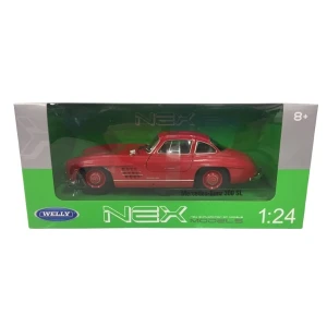 Mașina metalică de colecție mercedes-benz 300 sl 1:24 welly, roșu Thumbnail 3