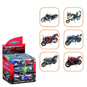 Motociclete metalice de colecție 1:18 welly, 6 modele (24c)