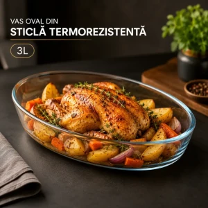 Vas oval din sticlă termorezistentă 3l (tykp-3l)