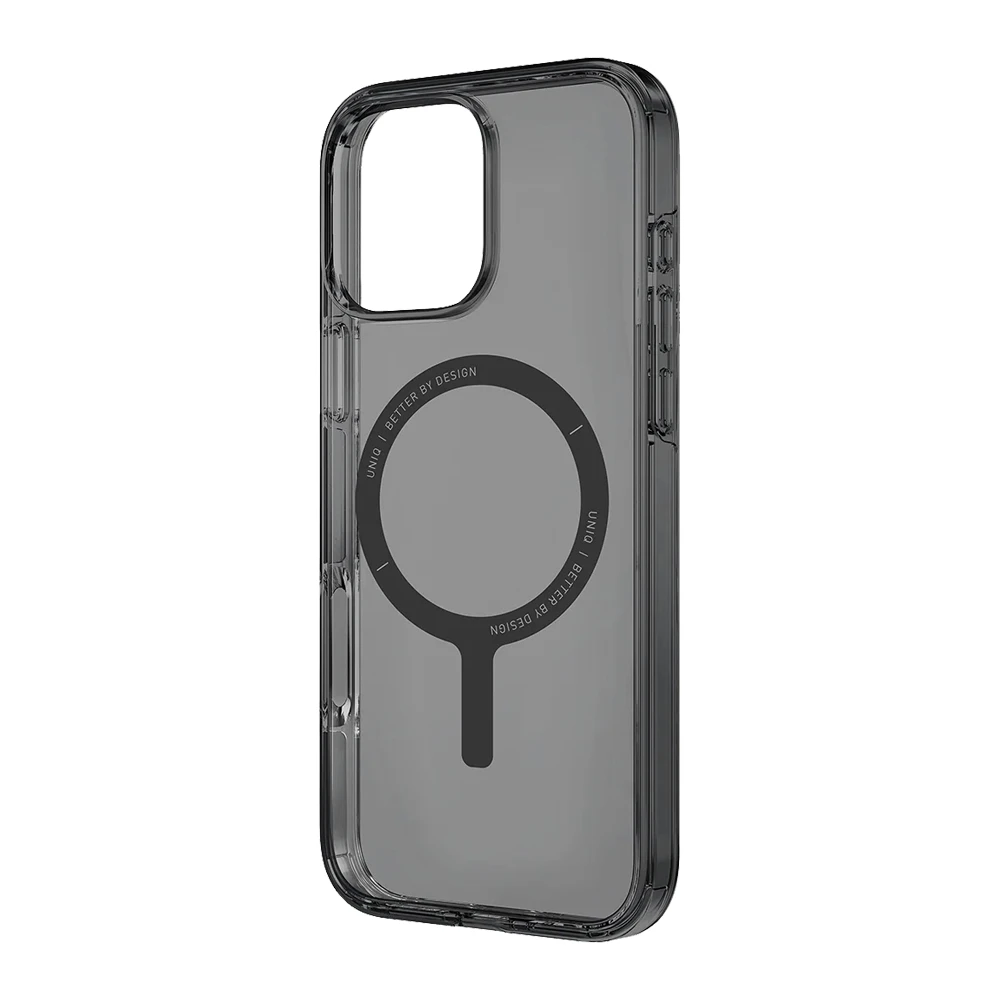 Uniq case for iphone 16 pro max hybrid clario (eco) with magclick charging, smoke 3