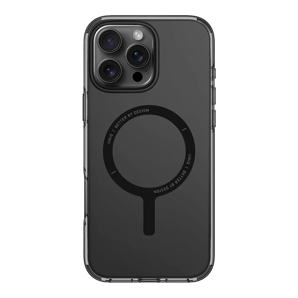 Uniq case for iphone 16 pro max hybrid clario (eco) with magclick charging, smoke 2