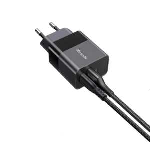 Сетевое зарядное устройство mcdodo hydrogen series 3a 1*usb-a+1*type-c 20w, черное Thumbnail 2