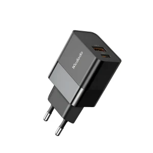 Сетевое зарядное устройство mcdodo hydrogen series 3a 1*usb-a+1*type-c 20w, черное