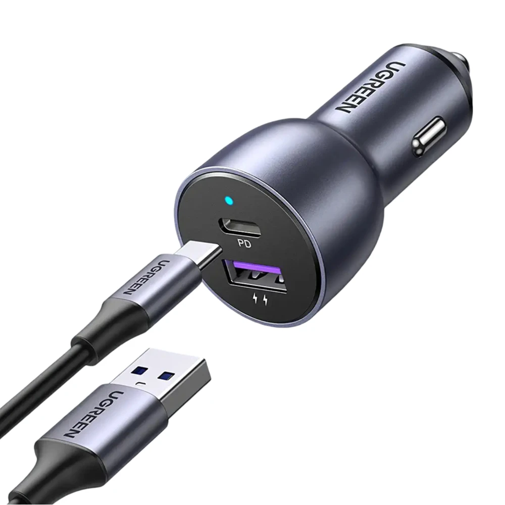 Ugreen car charger 1*usb-a+1*type-c aluminum 3a 60w, grey 3