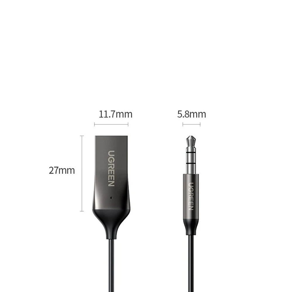 Ugreen аудио приемник bluetooth v5.0 для автомобиля, usb-a и 3.5 мм cm309, черный 3