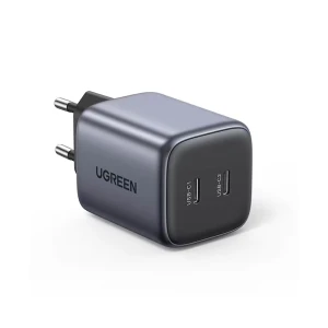 Зарядное устройство ugreen nexode gan 2*type-c 45w cd294, космический серый