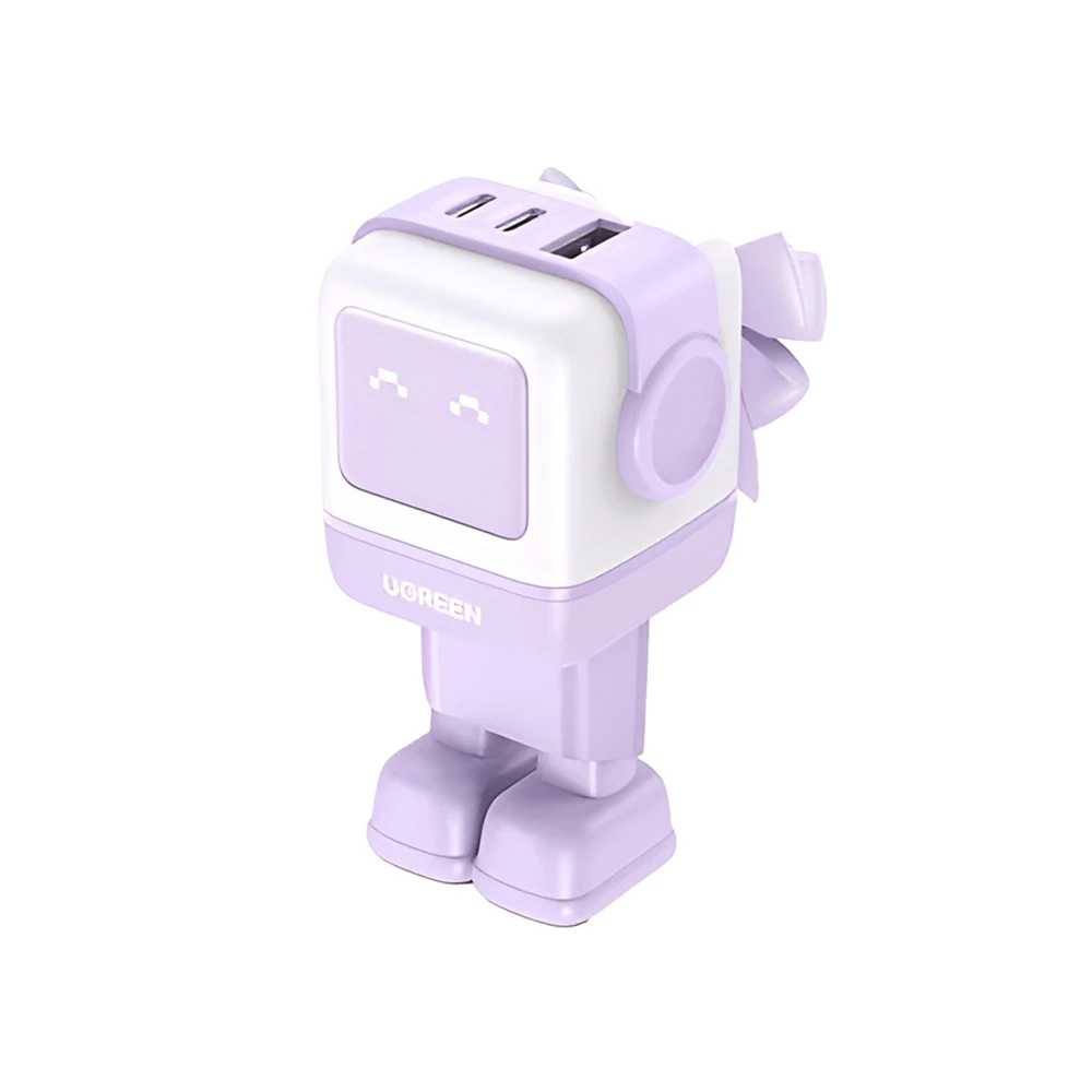 Ugreen nexode robot gan charger usb-a+2*usb-c 65w, purple 2