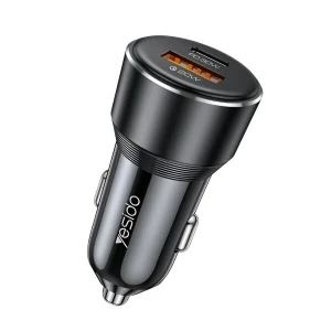 Yesido car charger dual port 1*usb-a+1*type-c 50w max 2.4a, black