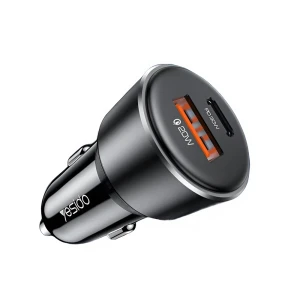 Автомобильное зарядное устройство yesido dual port 1*usb-a+1*type-c 50w max 2.4a, черное Thumbnail 2