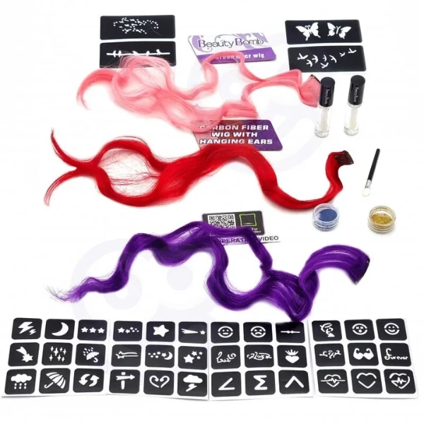 Set cosmetic pentru copii cu șuvițe de păr 2