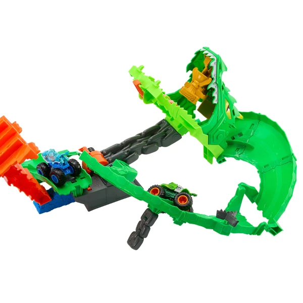 Set de joacă hot wheels "demolarea dragonului" cu 2 mașini monster trucks 1:64 4