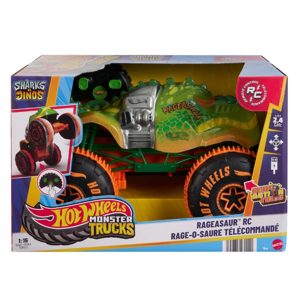 Mașină off-road cu telecomandă 1:15 hot wheels monster trucks „rageasaur" 3