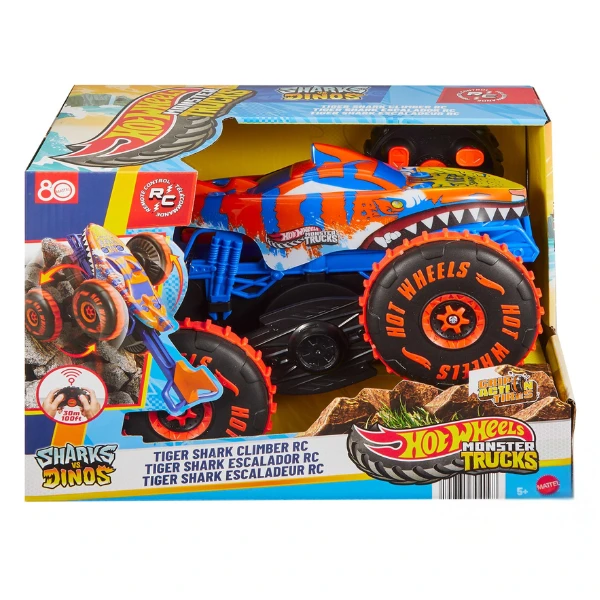 Mașină off-road cu telecomandă 1:15 hot wheels monster trucks „rechin-tigru" 3