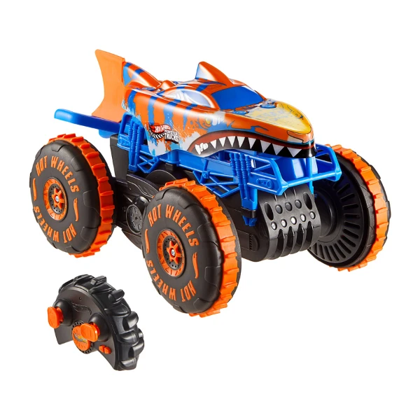 Mașină off-road cu telecomandă 1:15 hot wheels monster trucks „rechin-tigru" 4