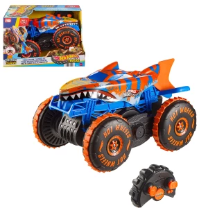 Mașină off-road cu telecomandă 1:15 Hot Wheels Monster Trucks „Rechin-tigru"