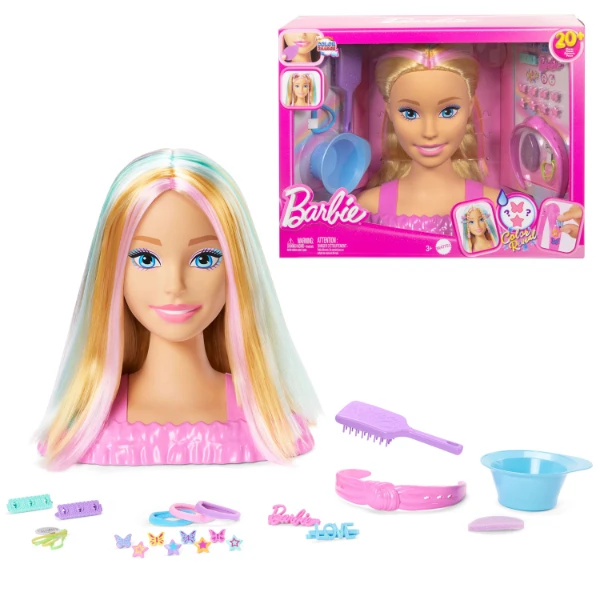 Cap de coafură barbie cu șuvițe colorate 6