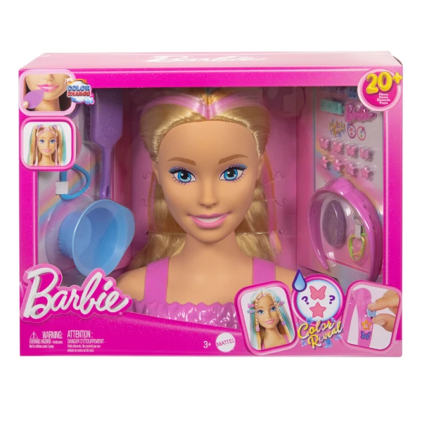 Cap de coafură barbie cu șuvițe colorate 3