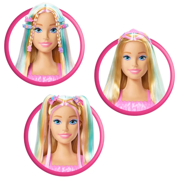 Cap de coafură barbie cu șuvițe colorate 4