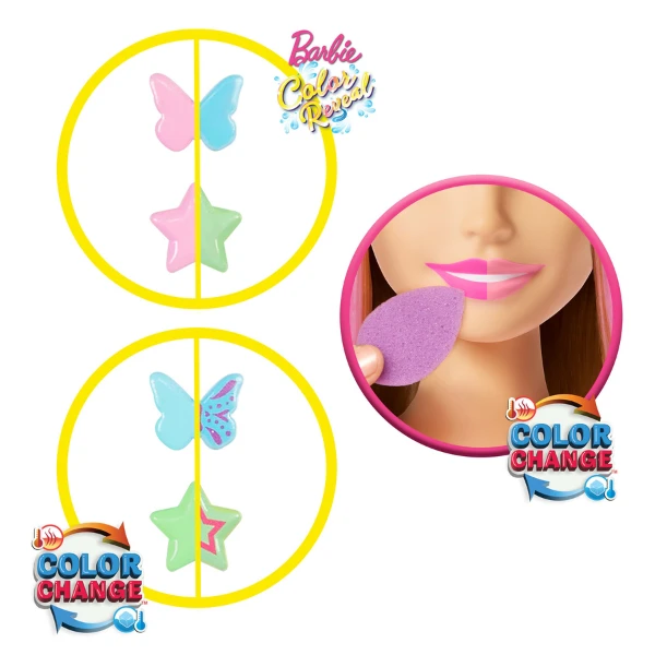 Cap de coafură barbie cu șuvițe colorate 5
