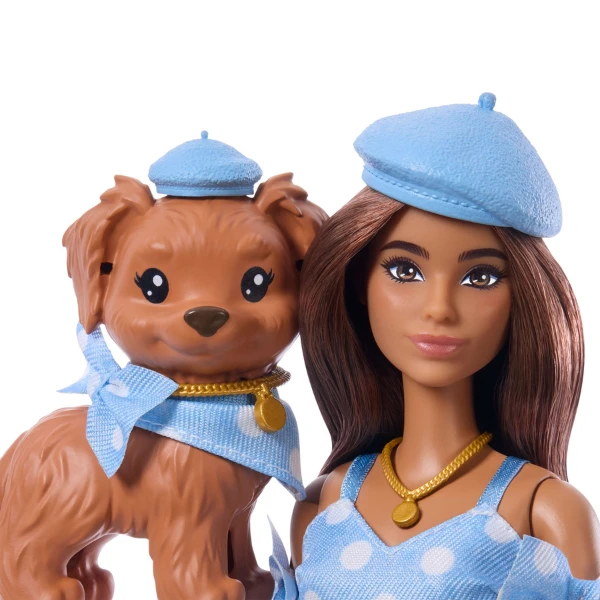 Păpușa barbie "ținute asortate", brunetă cu cățeluș 6