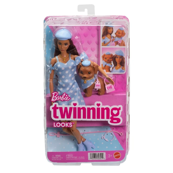 Păpușa barbie "ținute asortate", brunetă cu cățeluș 3