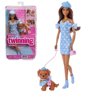 Păpușa barbie "ținute asortate", brunetă cu cățeluș